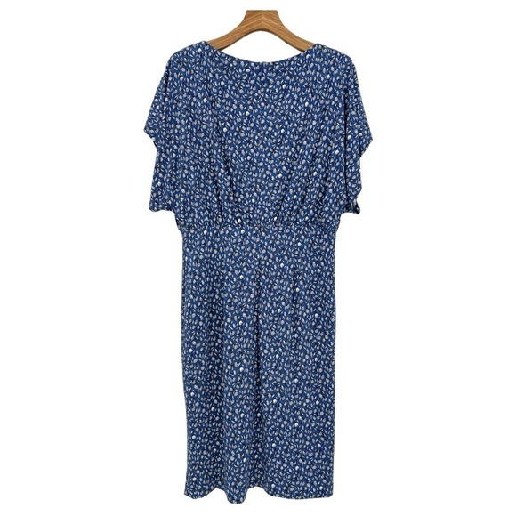 Ann Taylor Floral Dolman Sheath Midi Dress in Blue White Ditsy Floral Size 12 - Picture 5 of 12